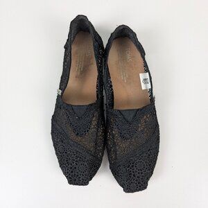 TOMS | Black Crochet Lace Classic Slip-On Flats Size US8.5